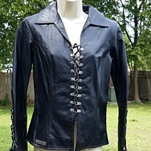 Genuine Harley leather womens moto jacket size S